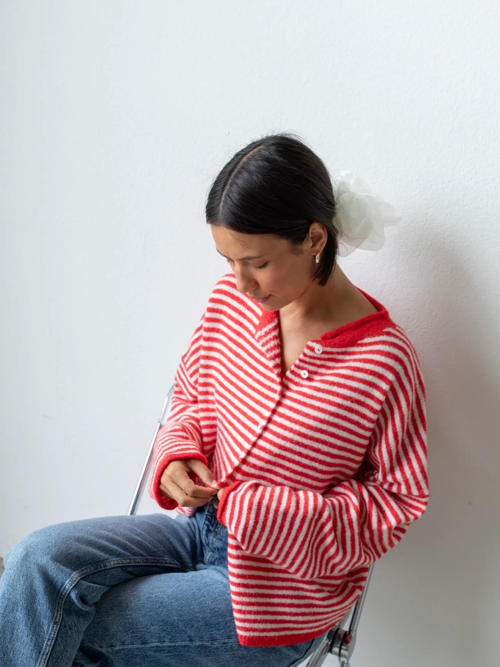 Things Between Piper Mini Red & White Striped Cardigan